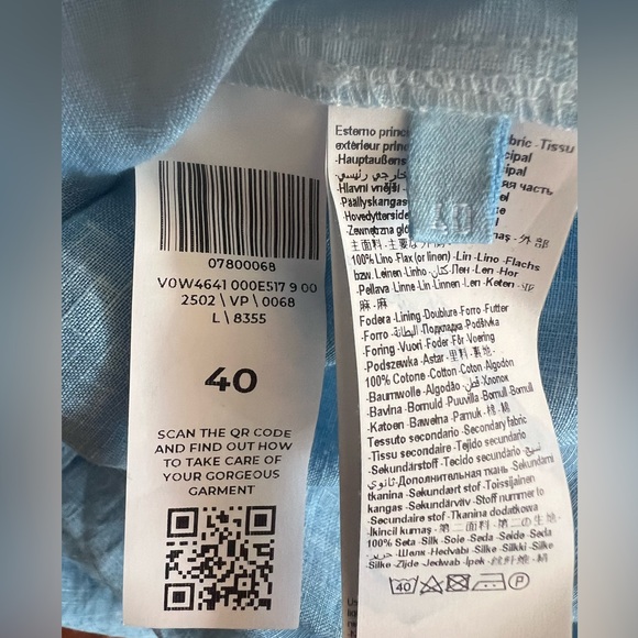 NWT $538 120% Lino Italy design Blue Harbor Sleeveless Maxi Dress Size 40 Bow - Picture 9 of 14